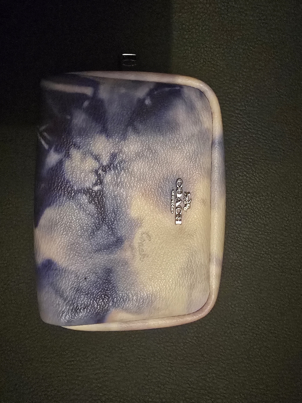 Coach Tie-Dye Leather Pill Pouch in Blue and Cream